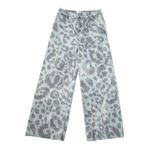 Anthropologie Pilcro Leon High-Rise Wide-Leg Gray Leopard Print Jeans Size 28